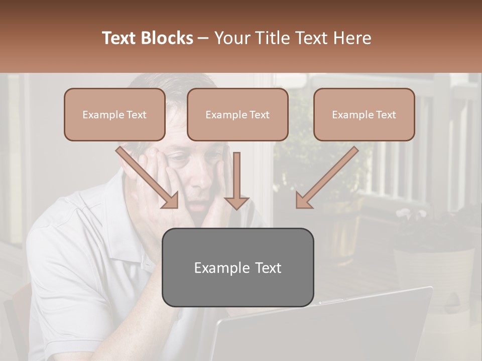 A Man Sitting At A Table With A Laptop In Front Of Him PowerPoint Template