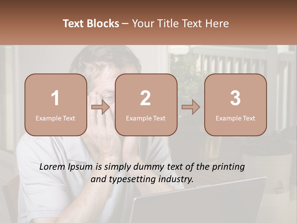 A Man Sitting At A Table With A Laptop In Front Of Him PowerPoint Template