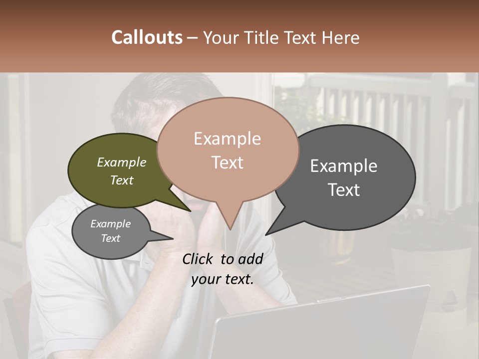 A Man Sitting At A Table With A Laptop In Front Of Him PowerPoint Template