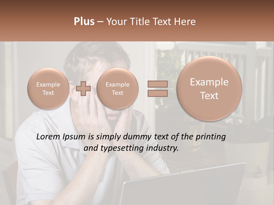 A Man Sitting At A Table With A Laptop In Front Of Him PowerPoint Template
