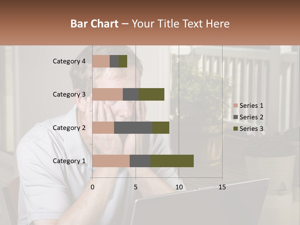 A Man Sitting At A Table With A Laptop In Front Of Him PowerPoint Template