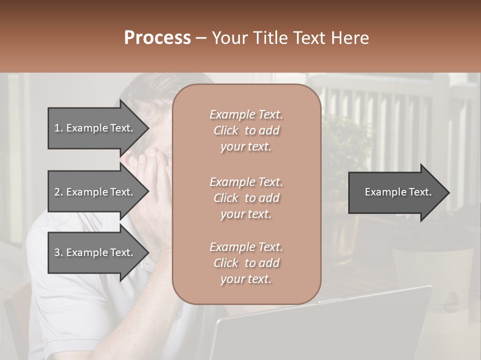 A Man Sitting At A Table With A Laptop In Front Of Him PowerPoint Template
