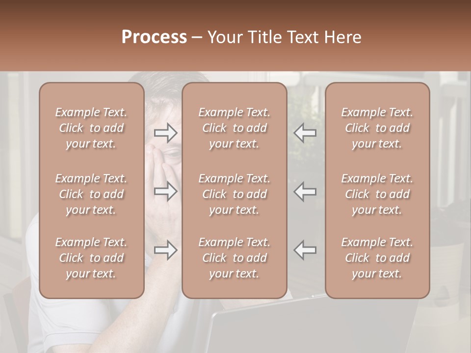 A Man Sitting At A Table With A Laptop In Front Of Him PowerPoint Template