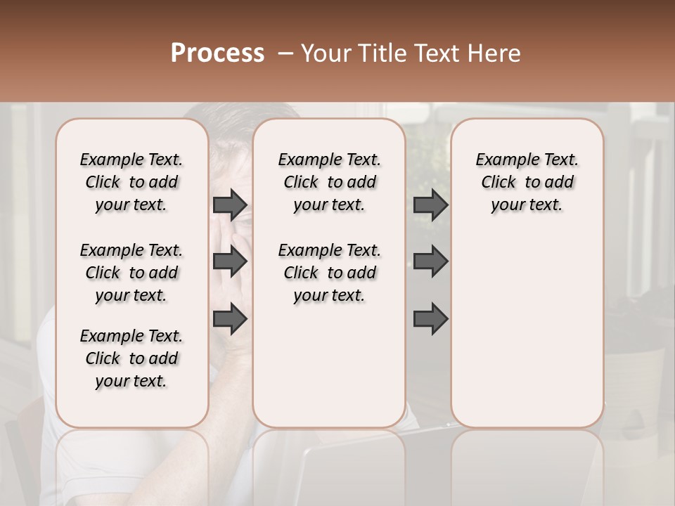 A Man Sitting At A Table With A Laptop In Front Of Him PowerPoint Template
