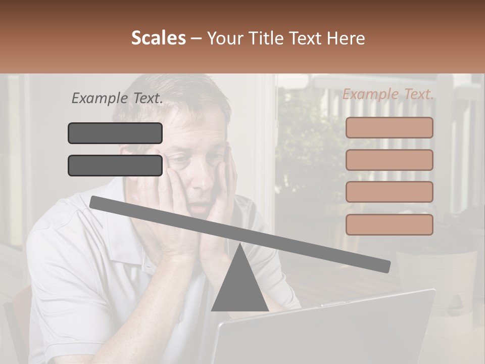 A Man Sitting At A Table With A Laptop In Front Of Him PowerPoint Template