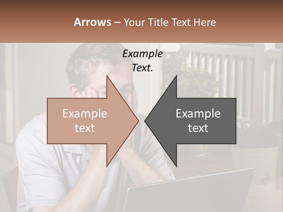A Man Sitting At A Table With A Laptop In Front Of Him PowerPoint Template
