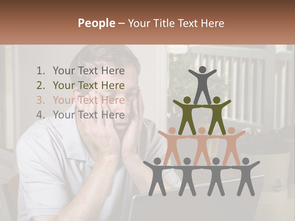 A Man Sitting At A Table With A Laptop In Front Of Him PowerPoint Template