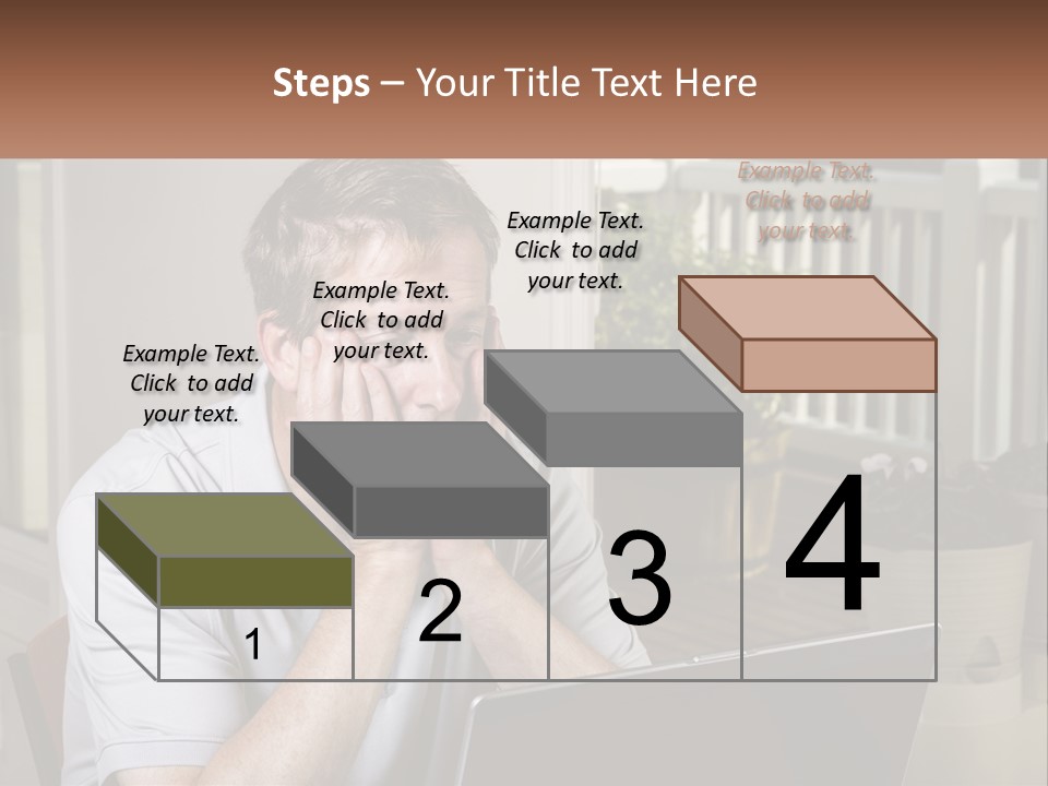 A Man Sitting At A Table With A Laptop In Front Of Him PowerPoint Template