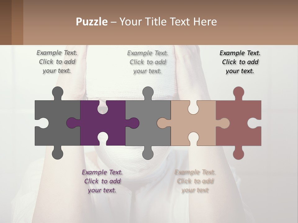 A Woman With Bandages Covering Her Face And Covering Her Eyes PowerPoint Template