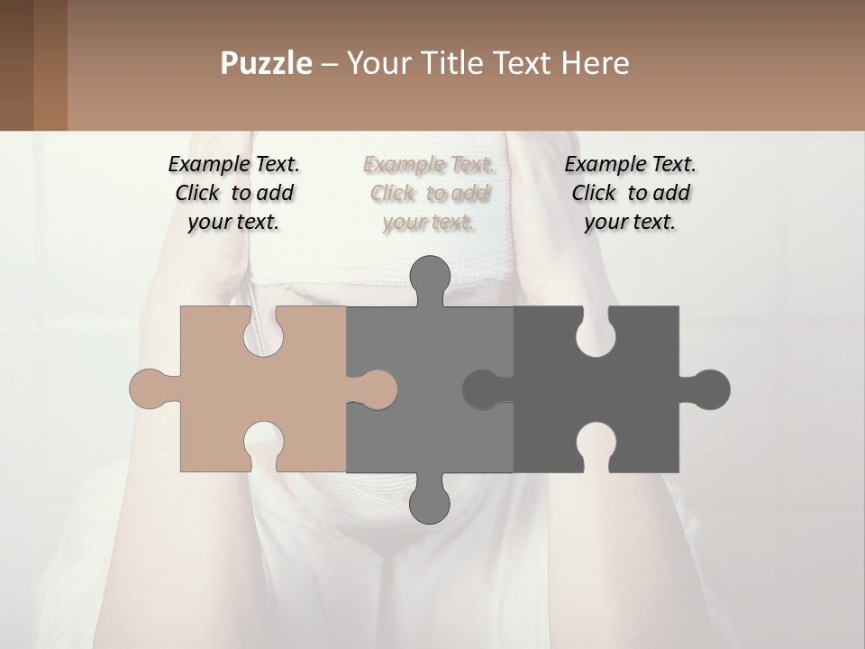 A Woman With Bandages Covering Her Face And Covering Her Eyes PowerPoint Template