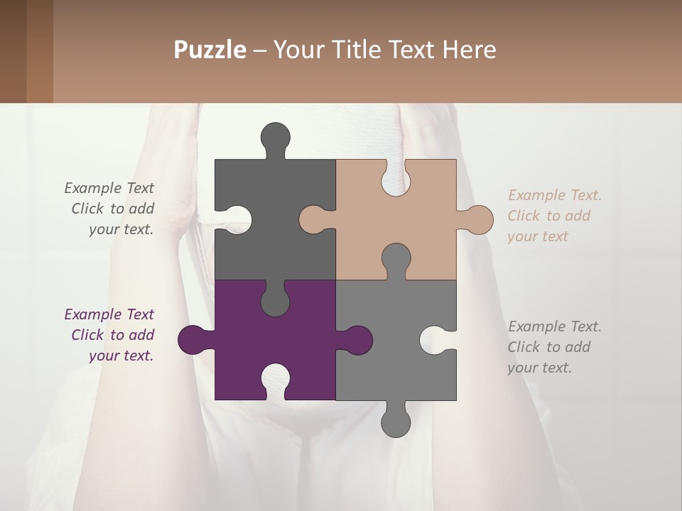 A Woman With Bandages Covering Her Face And Covering Her Eyes PowerPoint Template