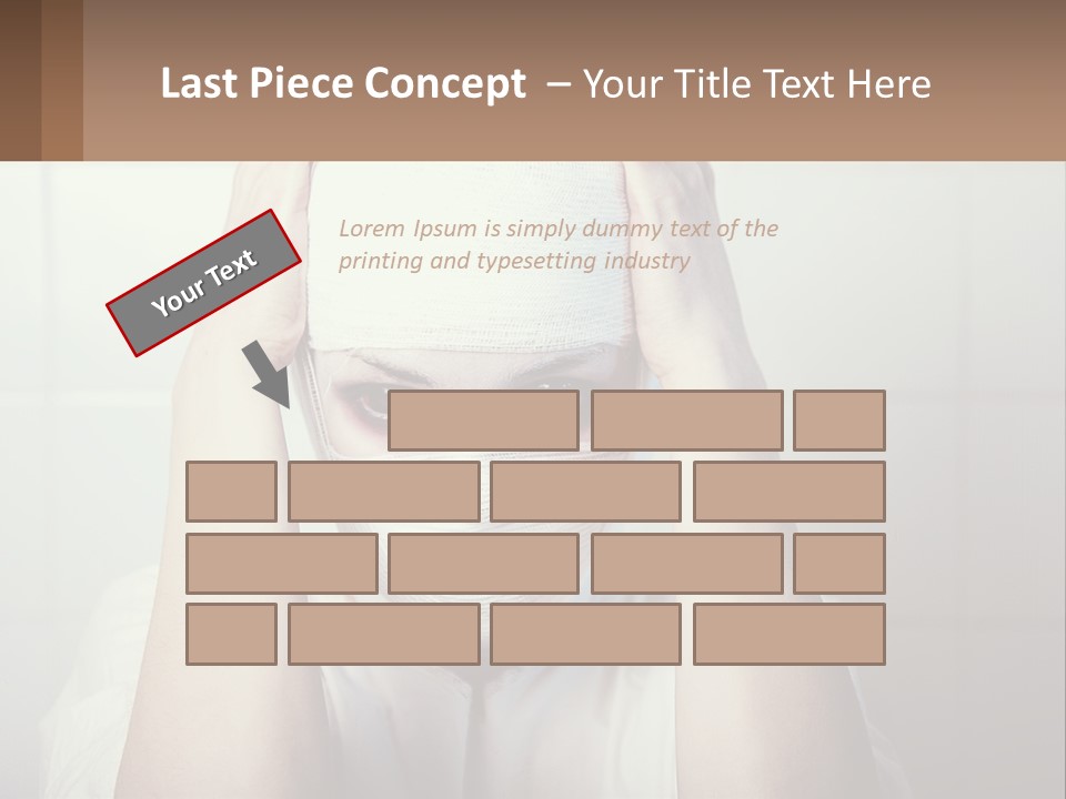 A Woman With Bandages Covering Her Face And Covering Her Eyes PowerPoint Template