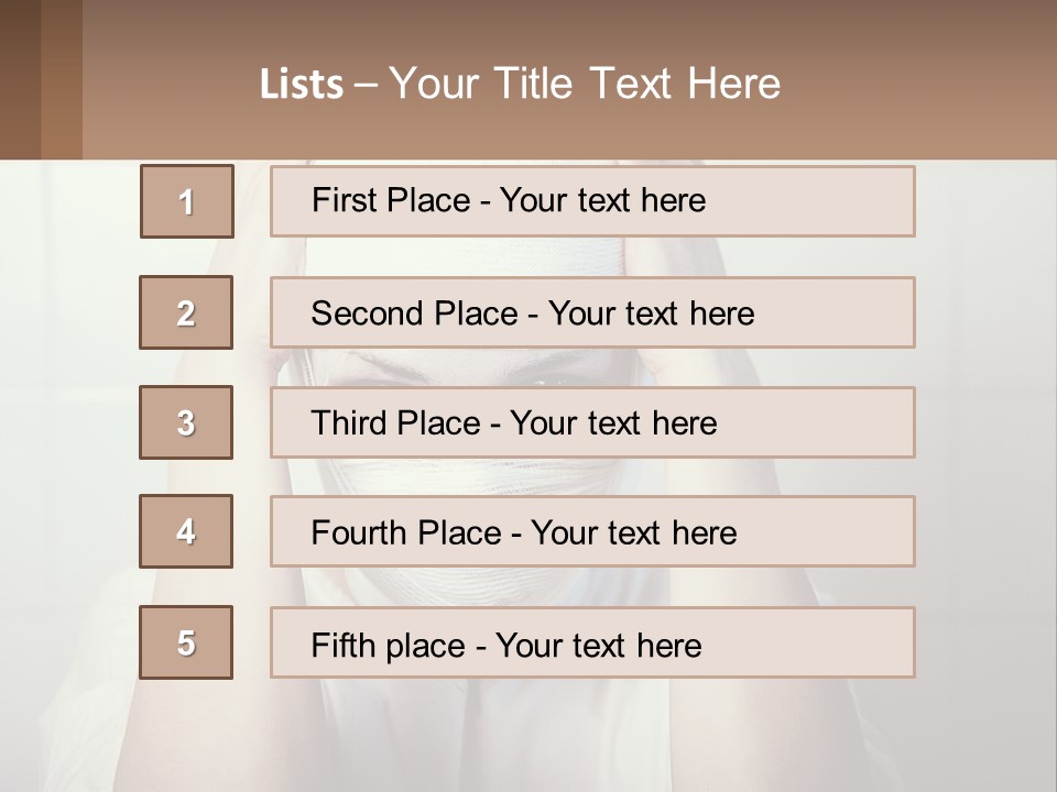 A Woman With Bandages Covering Her Face And Covering Her Eyes PowerPoint Template