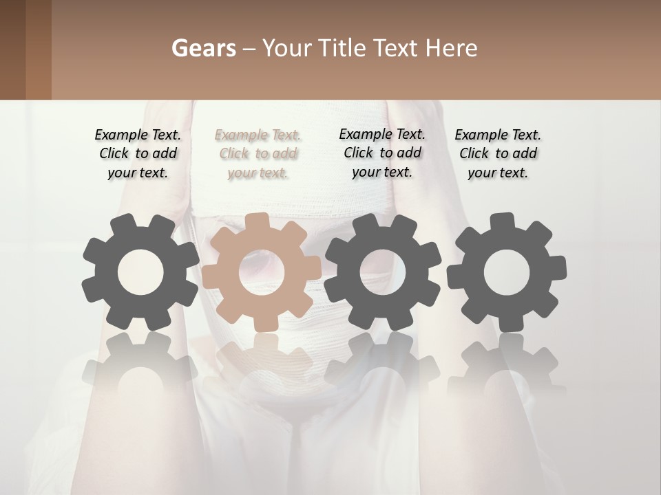 A Woman With Bandages Covering Her Face And Covering Her Eyes PowerPoint Template