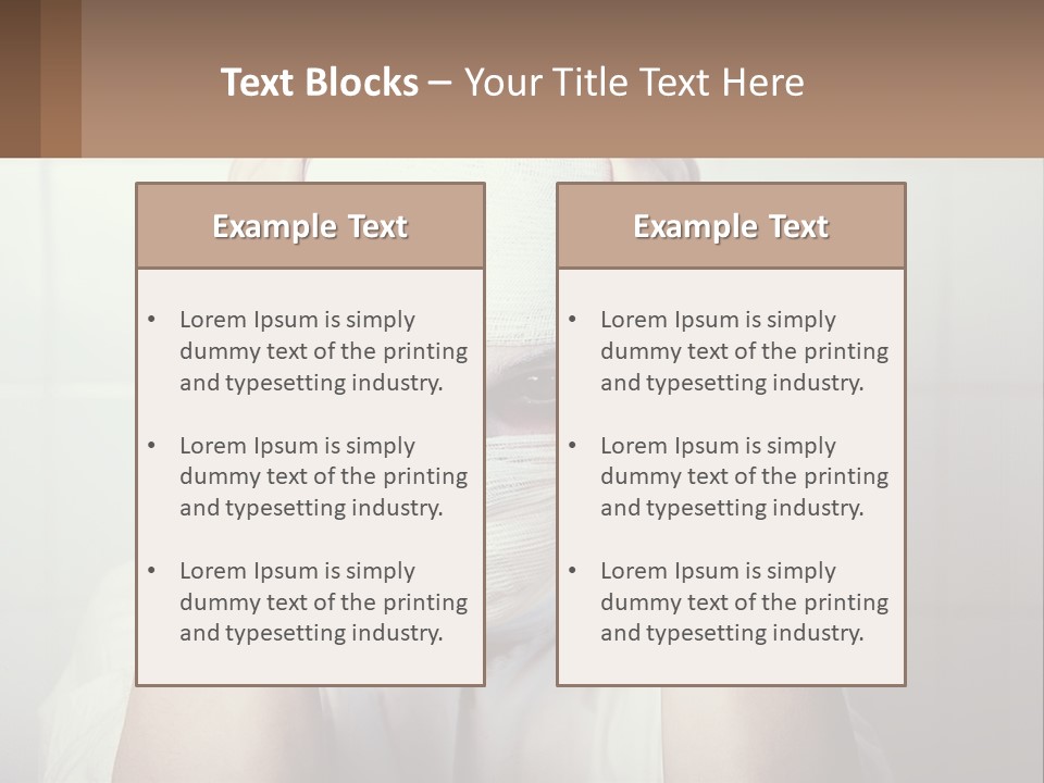 A Woman With Bandages Covering Her Face And Covering Her Eyes PowerPoint Template