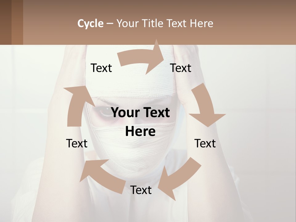A Woman With Bandages Covering Her Face And Covering Her Eyes PowerPoint Template