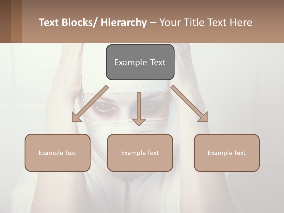 A Woman With Bandages Covering Her Face And Covering Her Eyes PowerPoint Template