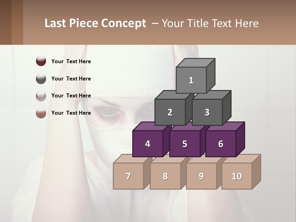 A Woman With Bandages Covering Her Face And Covering Her Eyes PowerPoint Template