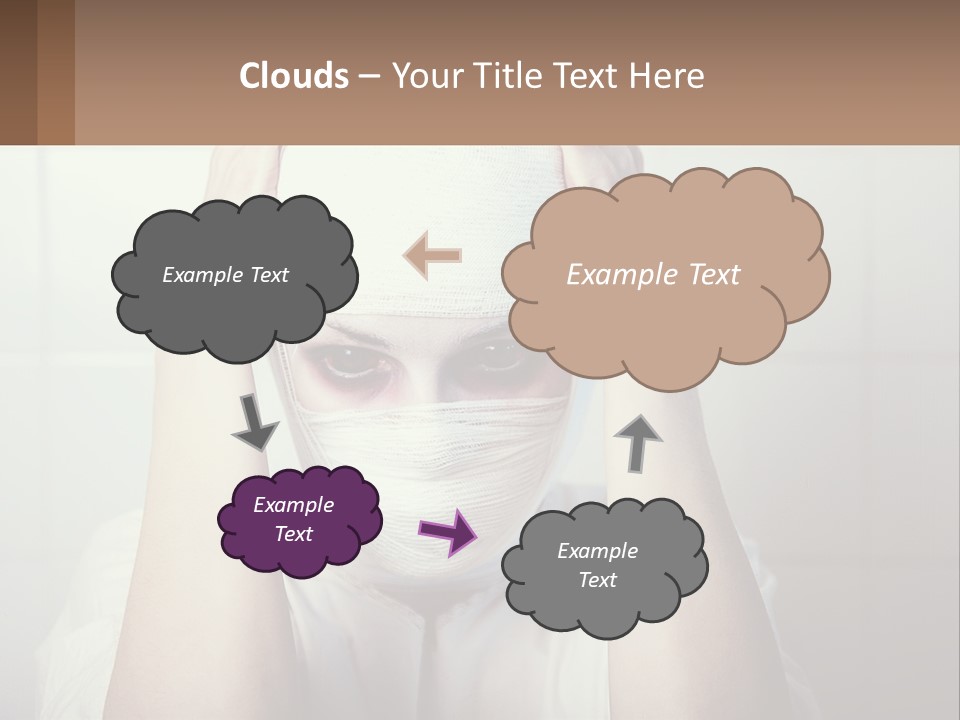 A Woman With Bandages Covering Her Face And Covering Her Eyes PowerPoint Template