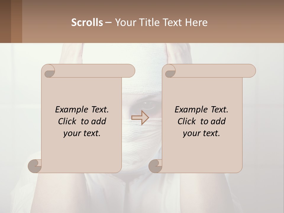 A Woman With Bandages Covering Her Face And Covering Her Eyes PowerPoint Template
