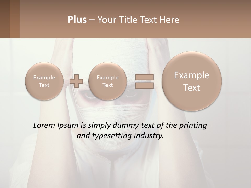 A Woman With Bandages Covering Her Face And Covering Her Eyes PowerPoint Template