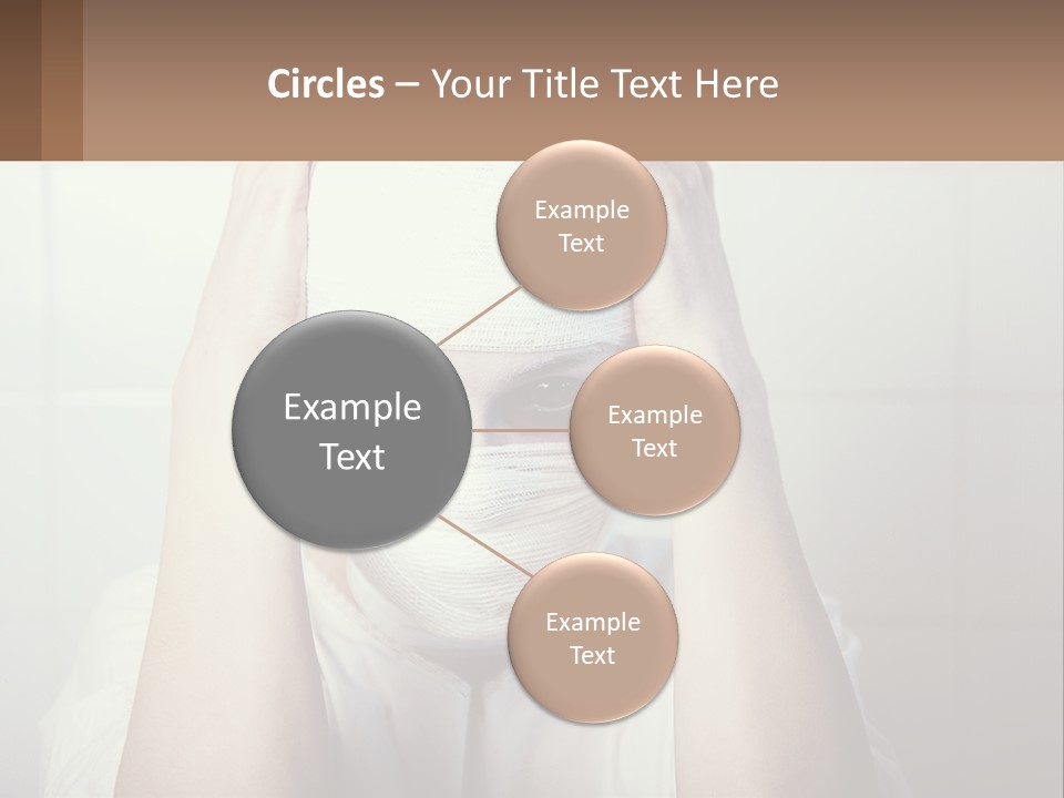 A Woman With Bandages Covering Her Face And Covering Her Eyes PowerPoint Template