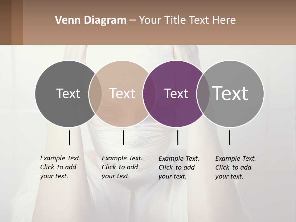 A Woman With Bandages Covering Her Face And Covering Her Eyes PowerPoint Template