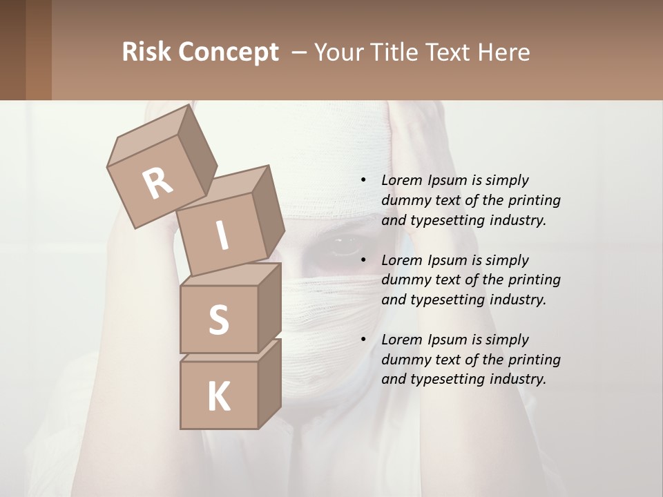 A Woman With Bandages Covering Her Face And Covering Her Eyes PowerPoint Template