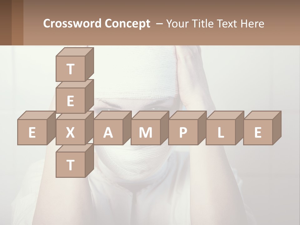 A Woman With Bandages Covering Her Face And Covering Her Eyes PowerPoint Template