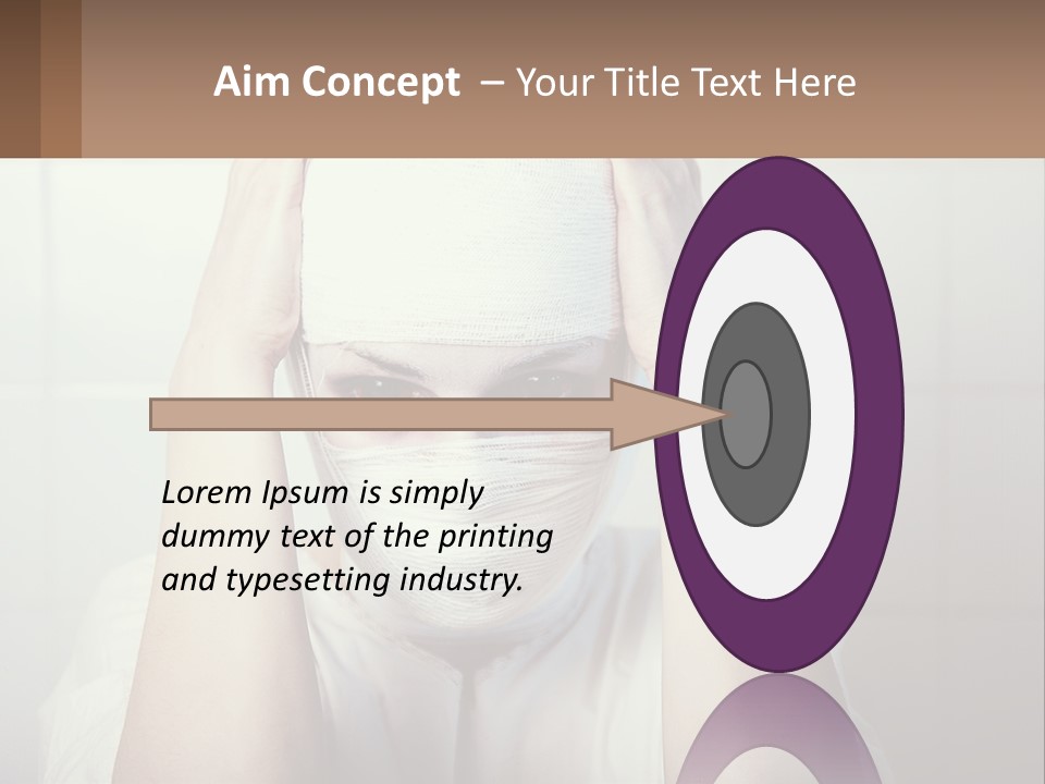 A Woman With Bandages Covering Her Face And Covering Her Eyes PowerPoint Template