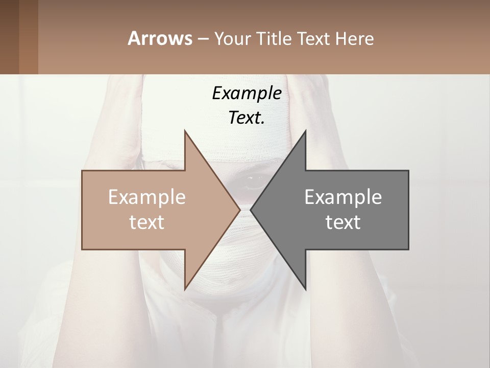 A Woman With Bandages Covering Her Face And Covering Her Eyes PowerPoint Template