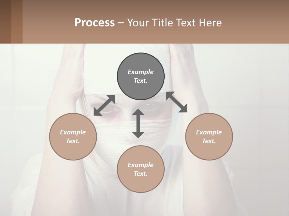 A Woman With Bandages Covering Her Face And Covering Her Eyes PowerPoint Template