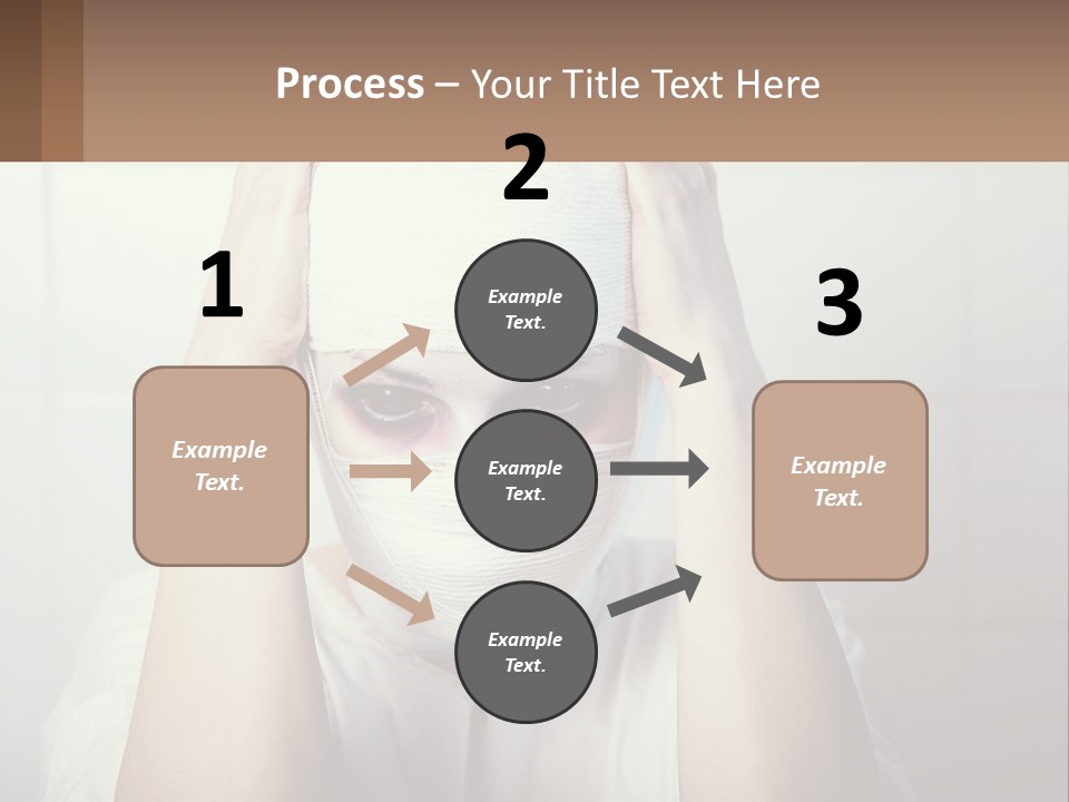 A Woman With Bandages Covering Her Face And Covering Her Eyes PowerPoint Template