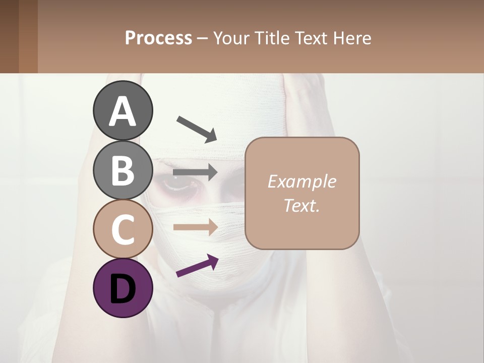A Woman With Bandages Covering Her Face And Covering Her Eyes PowerPoint Template