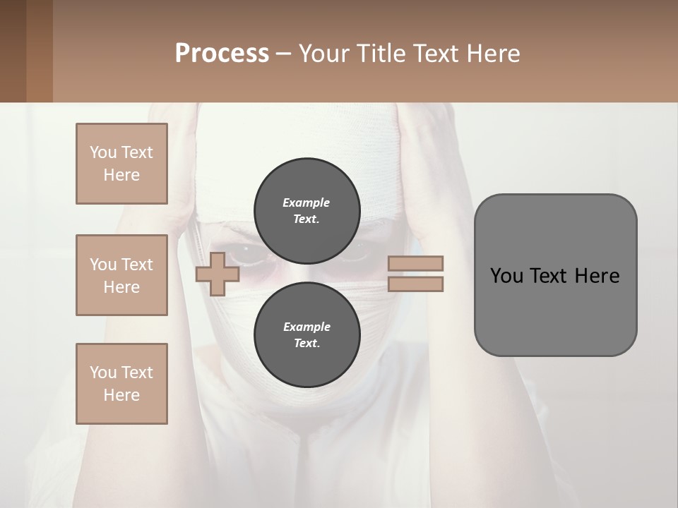 A Woman With Bandages Covering Her Face And Covering Her Eyes PowerPoint Template