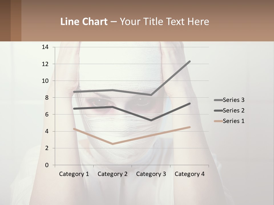 A Woman With Bandages Covering Her Face And Covering Her Eyes PowerPoint Template