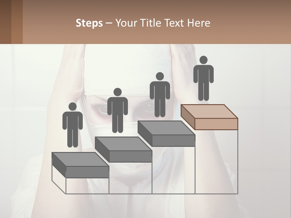 A Woman With Bandages Covering Her Face And Covering Her Eyes PowerPoint Template