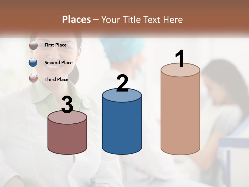 A Woman In A White Shirt Is Standing In A Hospital PowerPoint Template