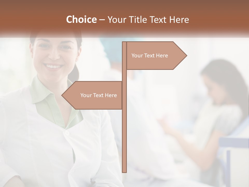 A Woman In A White Shirt Is Standing In A Hospital PowerPoint Template