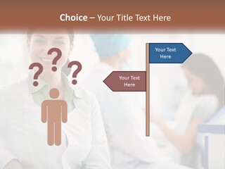 A Woman In A White Shirt Is Standing In A Hospital PowerPoint Template