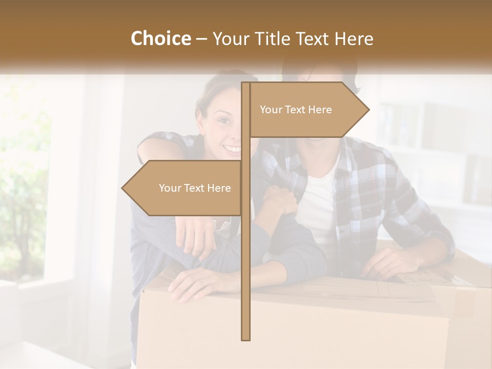 A Man And A Woman Are Sitting On A Cardboard Box PowerPoint Template