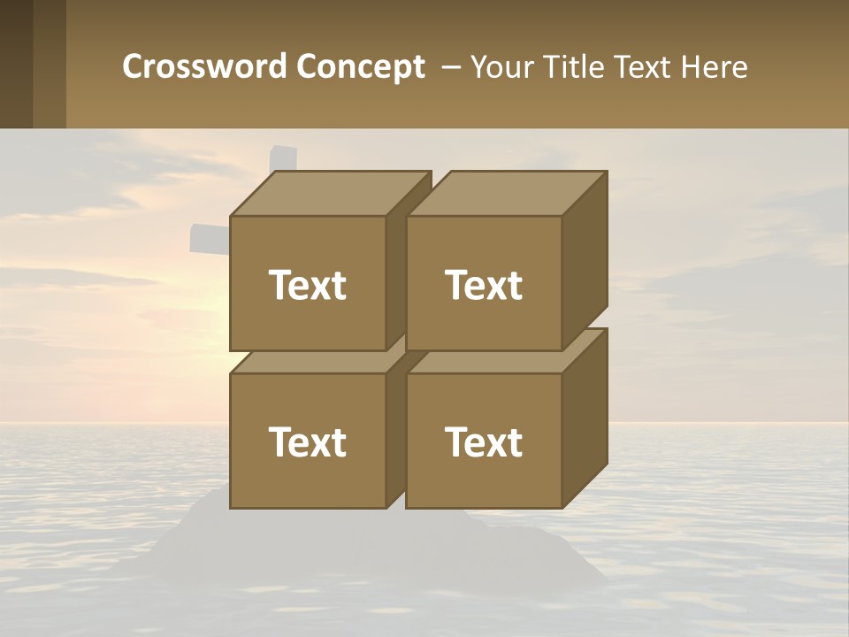 A Cross Sitting On Top Of A Rock In The Ocean PowerPoint Template