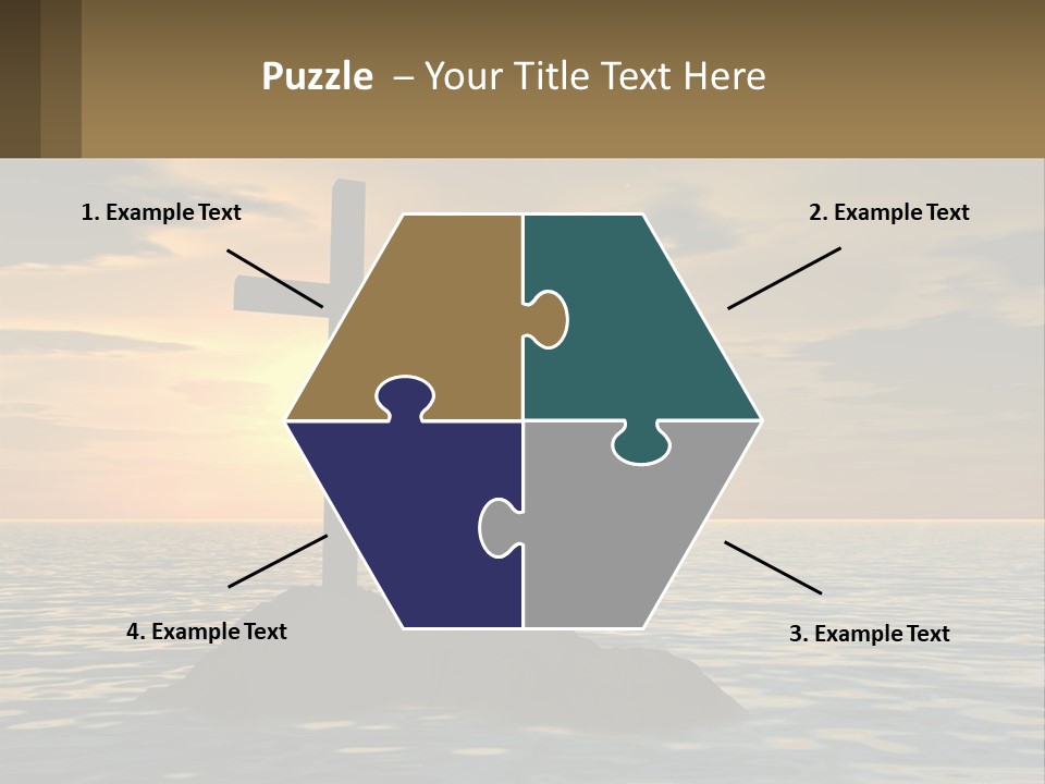 A Cross Sitting On Top Of A Rock In The Ocean PowerPoint Template