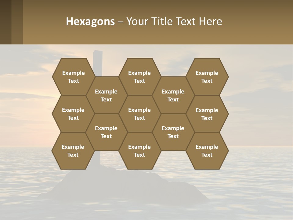 A Cross Sitting On Top Of A Rock In The Ocean PowerPoint Template