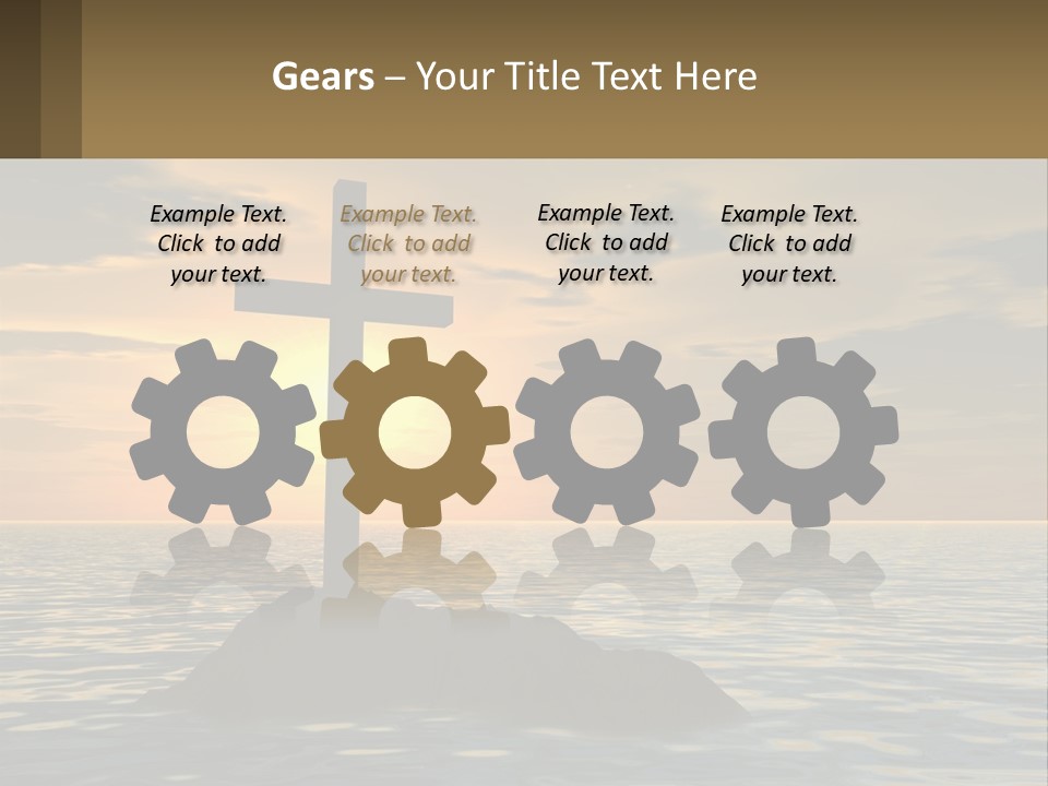 A Cross Sitting On Top Of A Rock In The Ocean PowerPoint Template