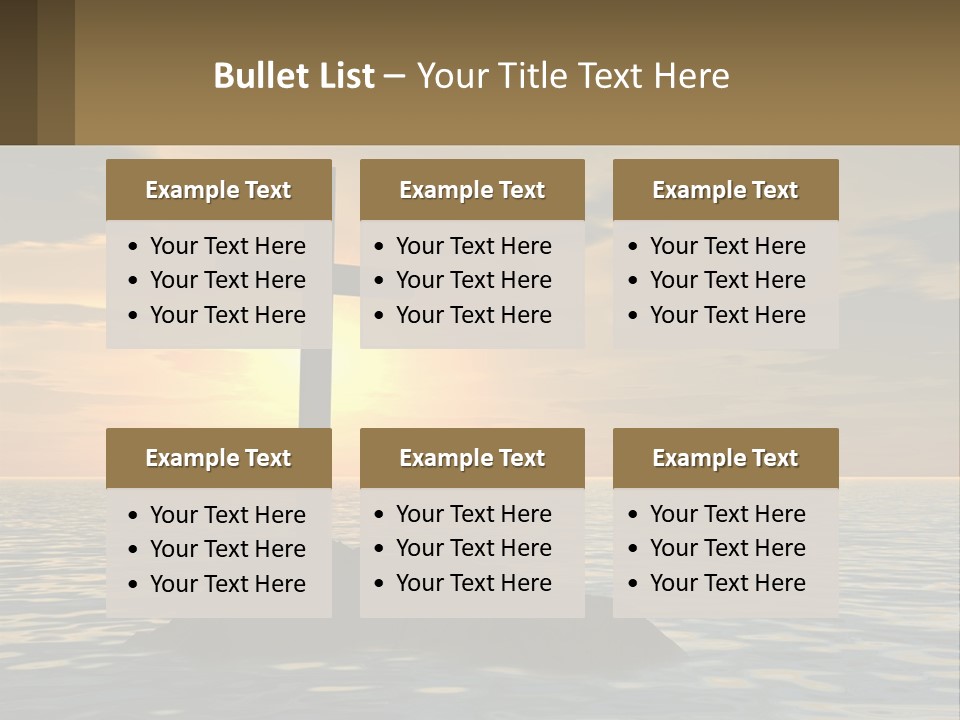 A Cross Sitting On Top Of A Rock In The Ocean PowerPoint Template