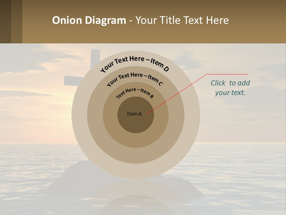 A Cross Sitting On Top Of A Rock In The Ocean PowerPoint Template