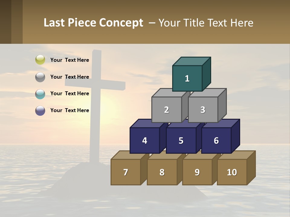 A Cross Sitting On Top Of A Rock In The Ocean PowerPoint Template