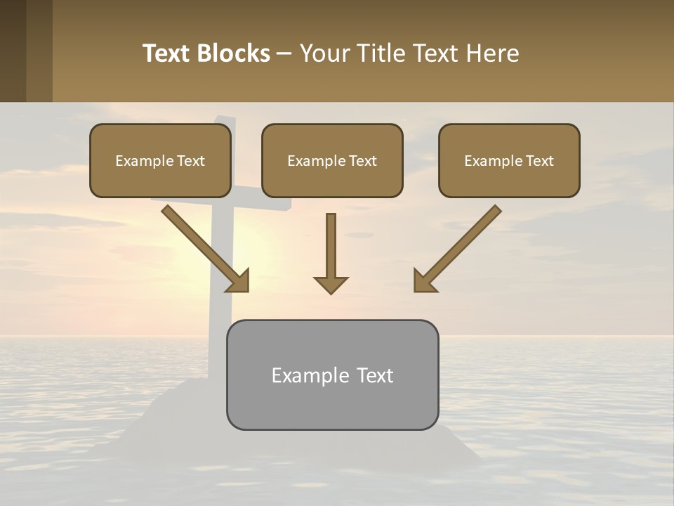 A Cross Sitting On Top Of A Rock In The Ocean PowerPoint Template