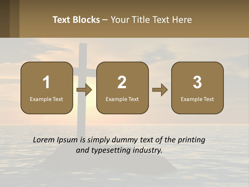 A Cross Sitting On Top Of A Rock In The Ocean PowerPoint Template